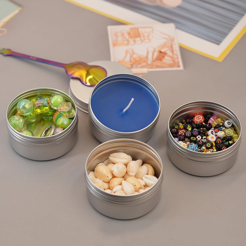 LIYAR 3 oz Tins with Lids, 40 Pack Aluminum Jars 3 oz Tin Salve Tins Refillable Containers With Screw Top and Labels for Salve,Candle,Spices or Balms(Silver) - Image 5
